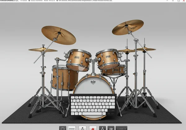 키보드 매핑이 있는 VirtualDrums.org 인터페이스 스크린샷