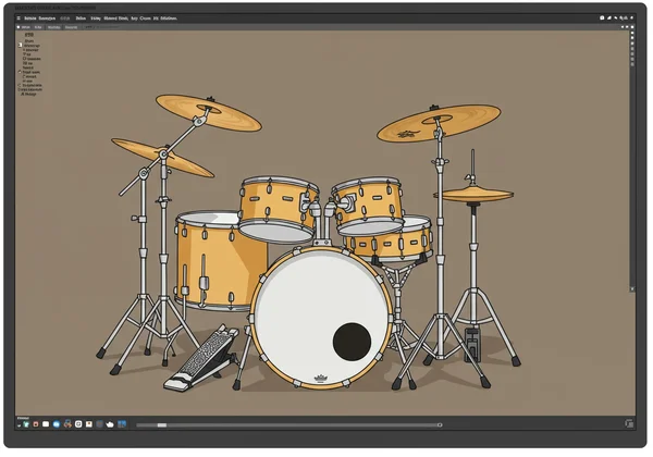 Virtual drum kit with keyboard keys mapped on each drum.