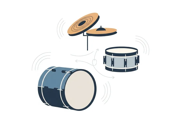 Illustration of kick, snare, hi-hat drum fundamentals