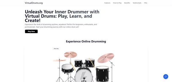 Virtual drum interface with realistic drum kit layout